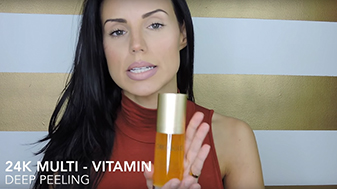 Melissa Pereira holding the OROGOLD Multi-Vitamin Deep Peeling